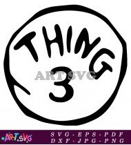 Thing 3 Design Clipart Graphic Cartoon Illustration SVG