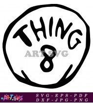 Thing Two Circle Black and White SVG 2