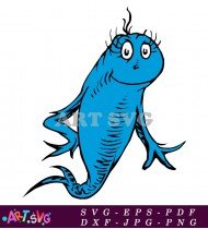 Blue Fish Cat in the Hat SVG