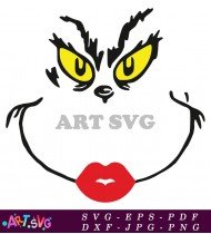 Grinch Face Lips Mouth Cartoon Character SVG