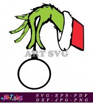 Grinch Holding Red Ornament Christmas Clipart SVG