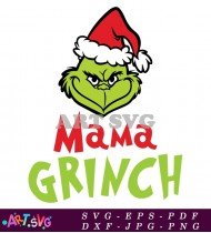 Green Grinch Face Mama Ornament SVG