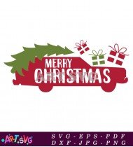 Merry Christmas Truck Gift Box Festive Decoration SVG