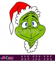 Cute Grinch Christmas Character Ornament Printable Design SVG