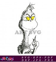 Grinch cartoon character black and white silhouette SVG 1