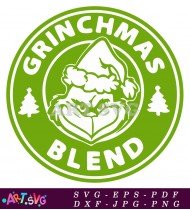 Green Grinch Christmas design in a circle SVG