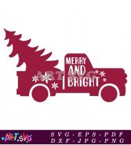 Red car with Christmas stars and words SVG