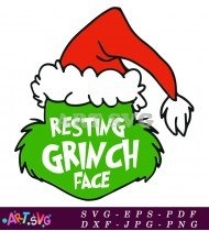 Grinch Face Illustration Design For Christmas SVG