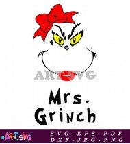 Mrs. Grinch Christmas Clipart With Big Smile SVG