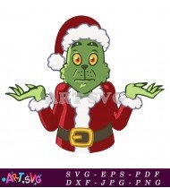 Grinch Wearing Santa Hat Green Christmas SVG