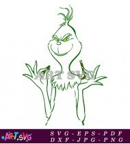 Grinch Grinning Christmas Face Green Fun SVG