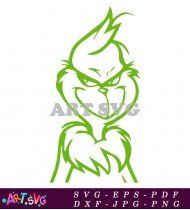 Green Grinch Illustration Christmas Vector Graphic SVG