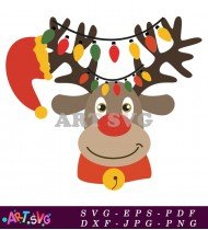 Christmas Reindeer Lights Decoration Bell Fun SVG 1