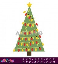 Christmas Ornament Design With Lights And Star SVG 1