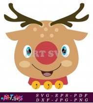 Reindeer Head Christmas Decoration Printable Design Vector SVG