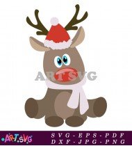 Reindeer Christmas Character Vector Design Printable SVG