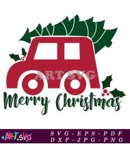 Merry Christmas Truck With Tree SVG