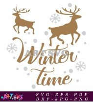 Reindeer Winter Time Christmas Decor Design SVG 1