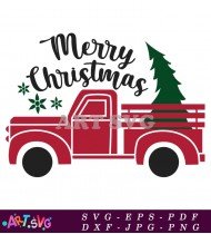 Red Truck Merry Christmas Tree Design SVG 2