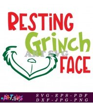 Resting Grinch Face Christmas SVG File