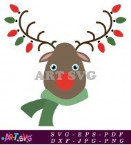 Christmas Reindeer Cartoon Vector Holiday Graphic Design SVG