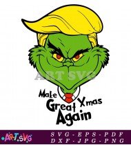 Grinch Christmas Character Cartoon Illustration Green Red SVG 5