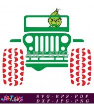 Grinch Jeep Christmas Holiday Decor SVG 1