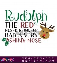 Rudolph The Red Nosed Reindeer Christmas Design SVG 1