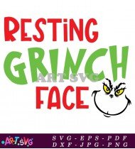 Resting Grinch Face Christmas Funny Illustration SVG