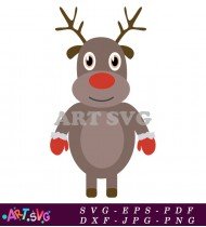 Cute Christmas Reindeer Clip Art Printable SVG