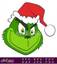 Grinch Christmas Grin Character Face Vector SVG