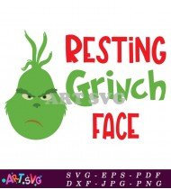 Resting Grinch Face Christmas Ornament Digital Design SVG