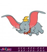 Cartoon Dumbo Flying With Yellow Hat Big Ears SVG