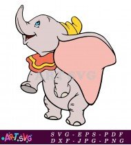 Dumbo Flying With Big Ears Cartoon Image SVG