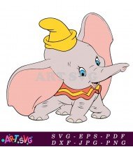 Dumbo Cartoon Character Flying With Yellow Hat SVG