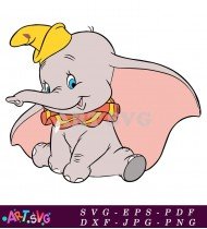 Smiling Baby Elephant Cartoon Illustration SVG