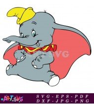 Baby Elephant Holding Red Scarf Cartoon SVG