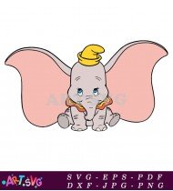 Cute Dumbo Cartoon Character With Big Pink Ears SVG