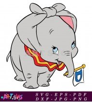 Dumbo Elephant Cartoon Character With Large Pink Ears SVG 5