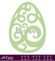 Abstract Swirl Design On Green Easter Egg SVG