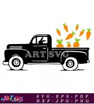 Black Silhouette Truck With Carrots In Bed SVG