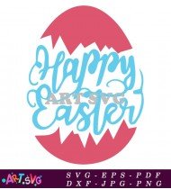 Happy Easter Hand-Lettering Calligraphy With Eggs SVG