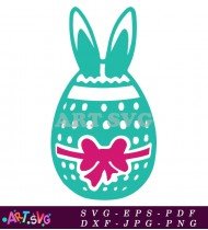 Easter Egg With Bow And Bunny Ears Design SVG