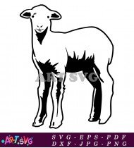 Adorable Lamb for Easter with Black and White SVG