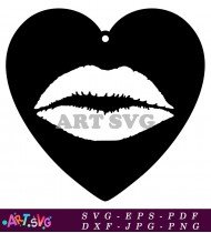 Black Heart with Red Lips for SVG Cutting