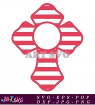 Red Striped Cross Silhouette Design SVG