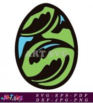 Black And Green Swirls Easter Egg SVG