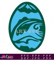 Beautiful Blue Green Geometric Pattern Easter Egg SVG