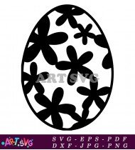 Black and White Easter Egg Floral Pattern SVG