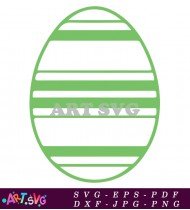 Simple Green and White Stripe Easter Egg SVG